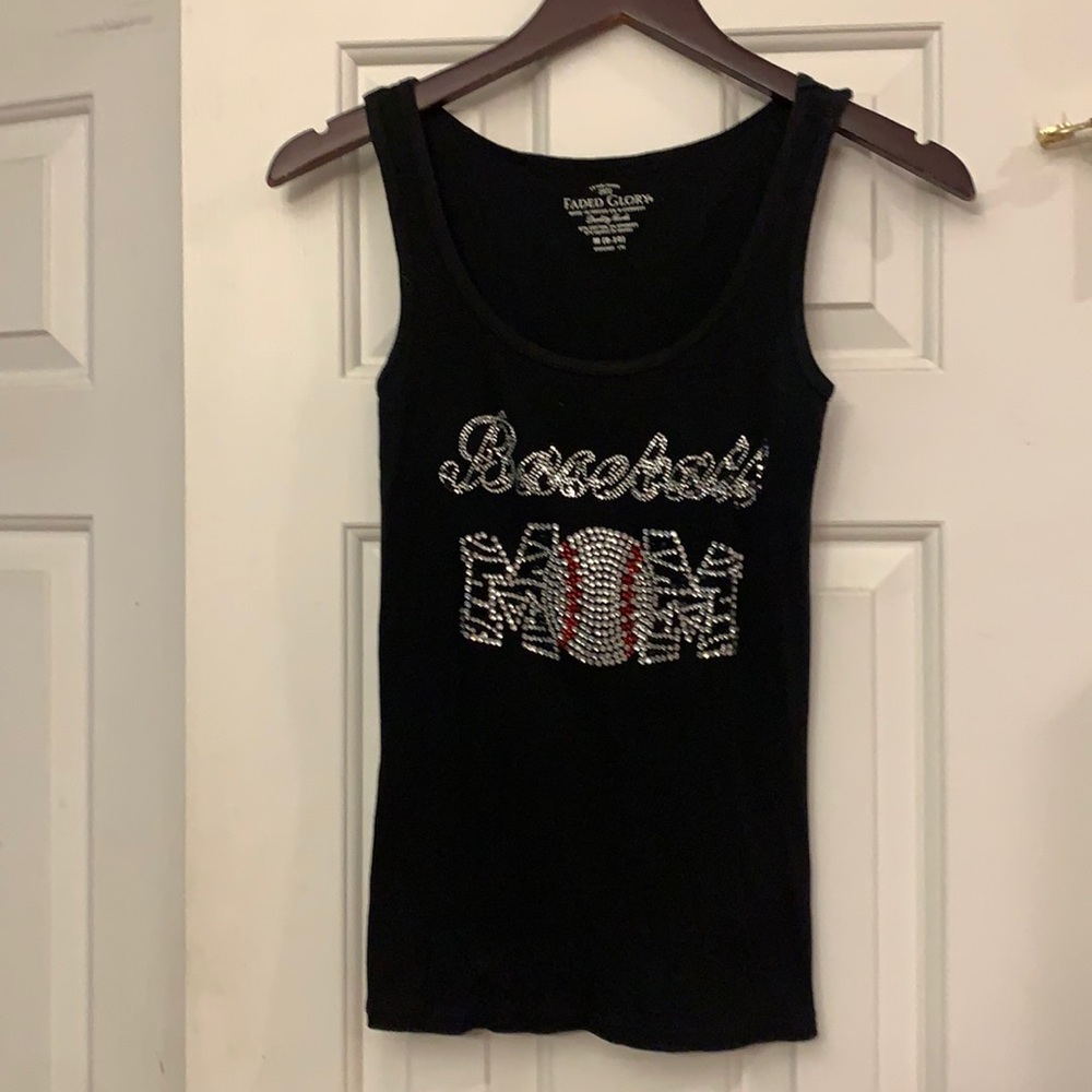 😍 2/$29 Faded Glory Baseball Mom embellished tank top M